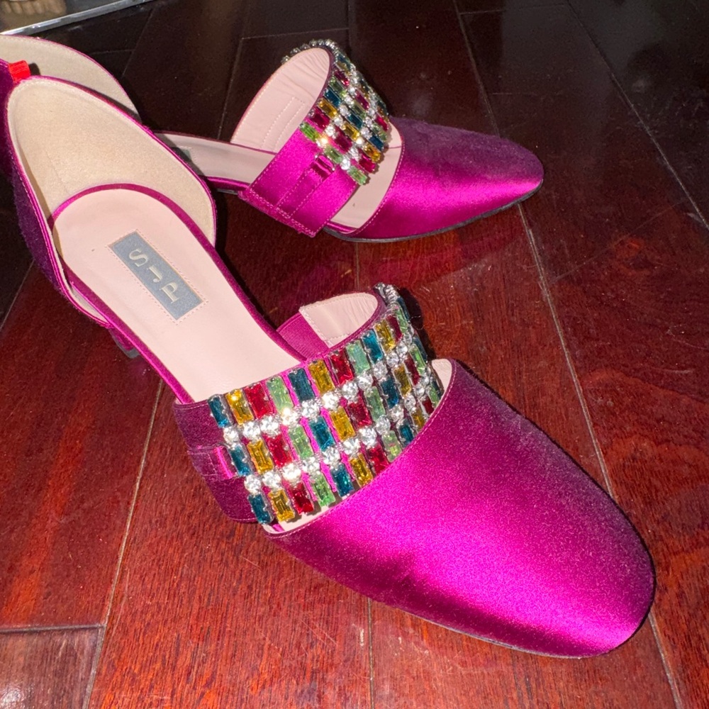 SJP by Sarah Jessica Parker Fuchsia Embellished Heels size 40.5 - Picture 3 of 6